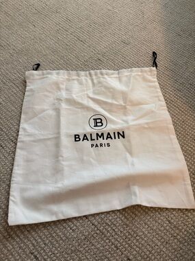Balmain White Cotton Logo Drawstring Pouch
